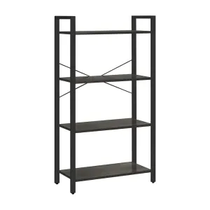 4-Tier Bookshelf Storage Rack with Steel Frame, Charcoal Grey, VASAGLE