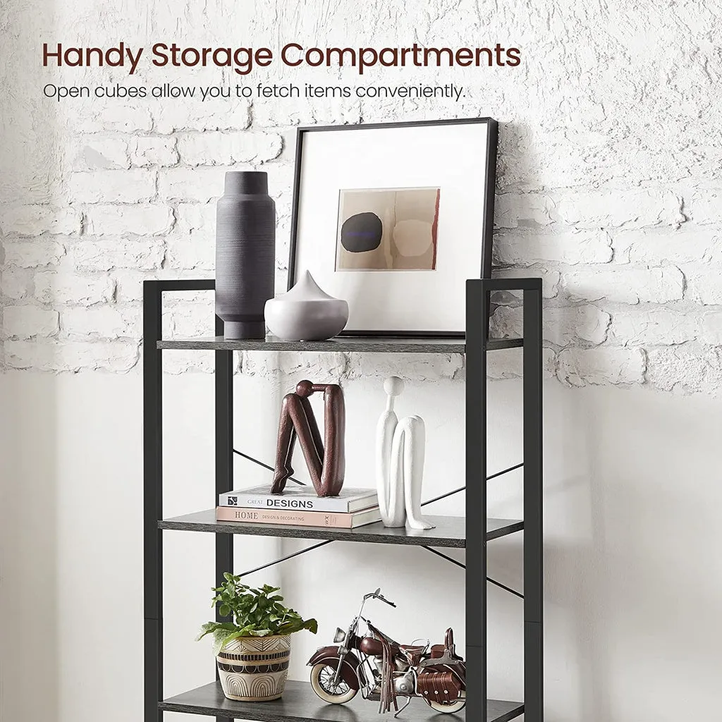 4-Tier Bookshelf Storage Rack with Steel Frame, Charcoal Grey, VASAGLE