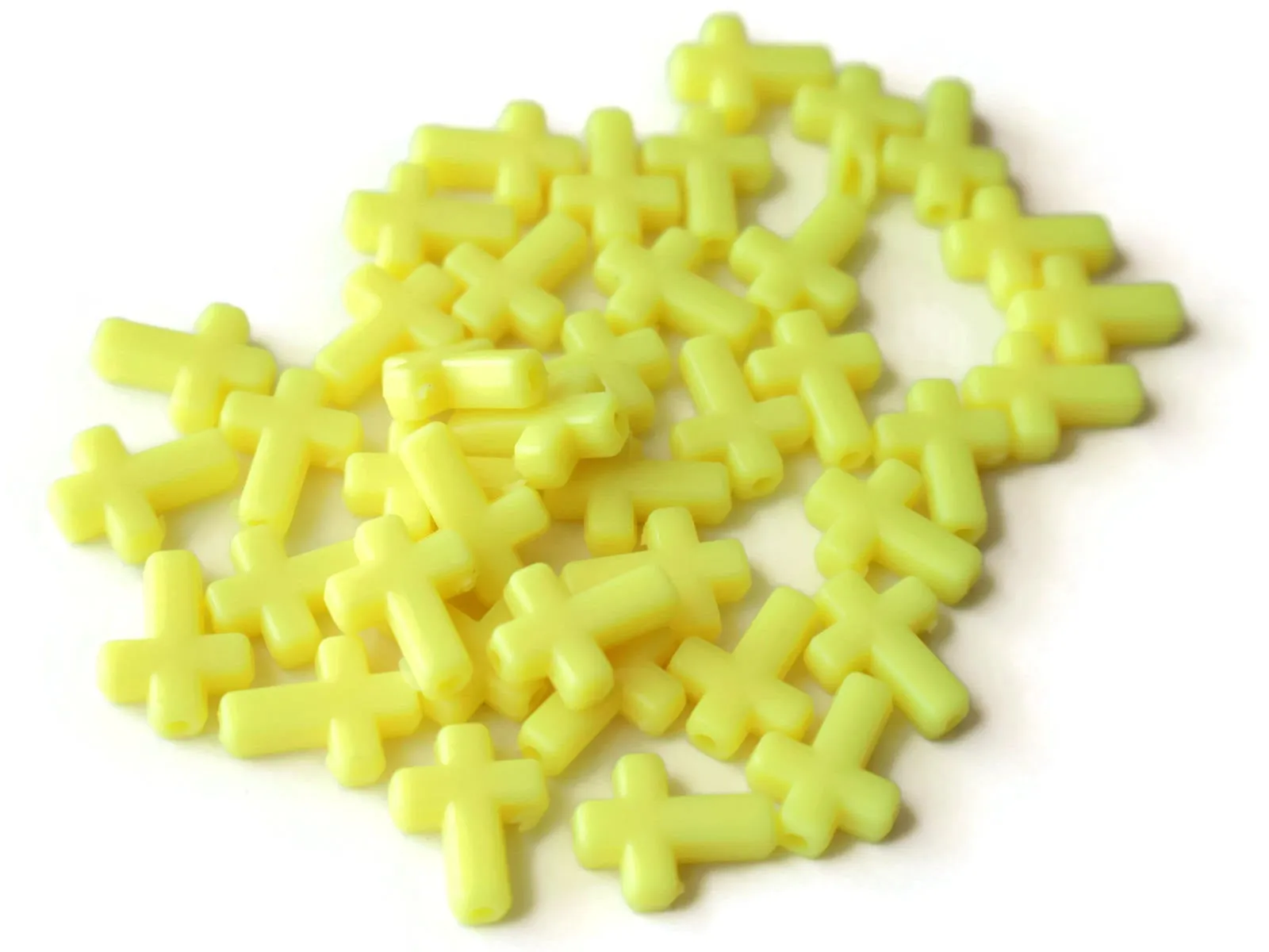 40 17mm Bright Yellow Cross Beads Plastic Crosses Christian Beads