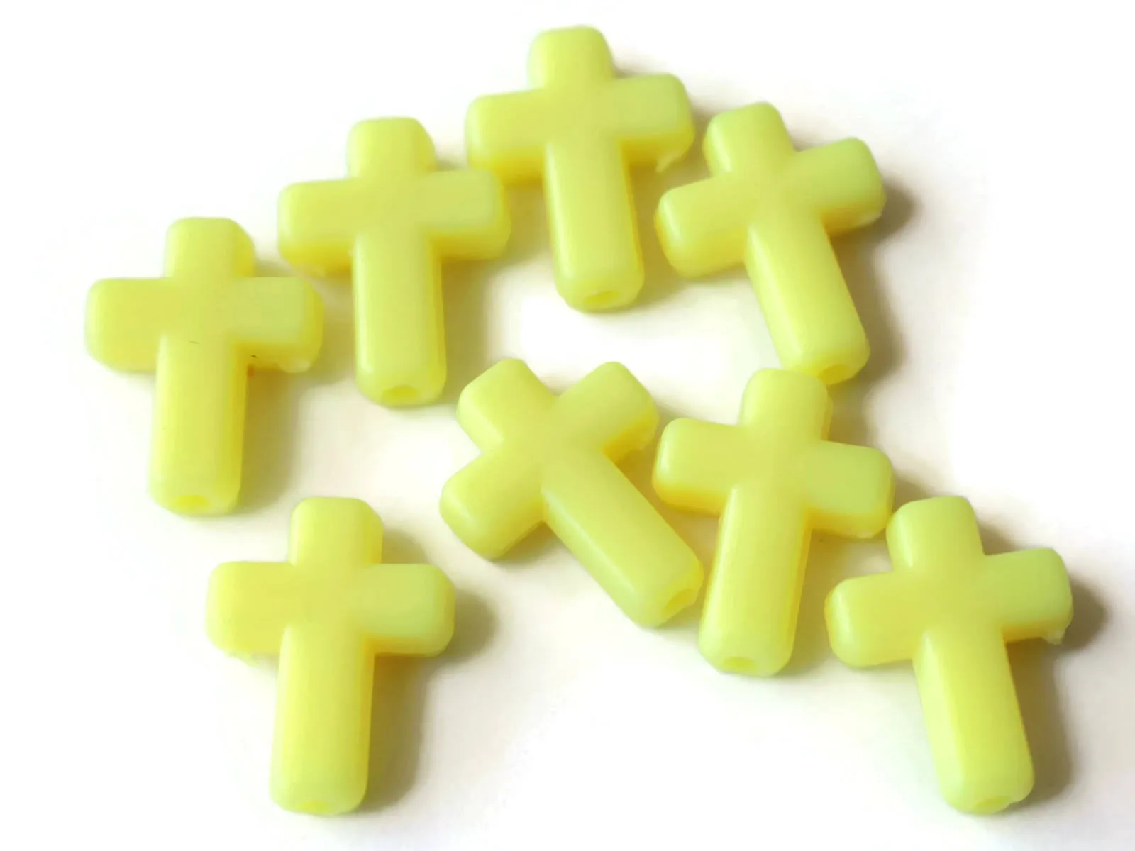 40 17mm Bright Yellow Cross Beads Plastic Crosses Christian Beads