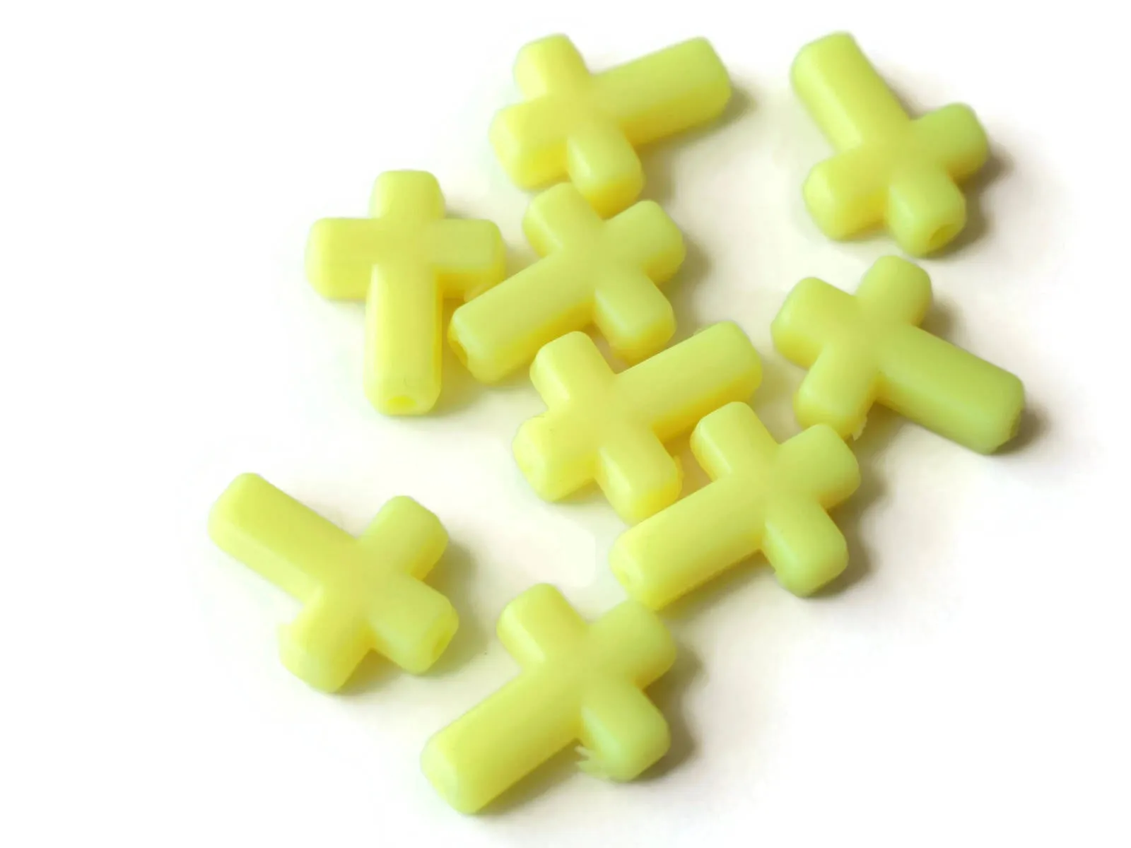 40 17mm Bright Yellow Cross Beads Plastic Crosses Christian Beads