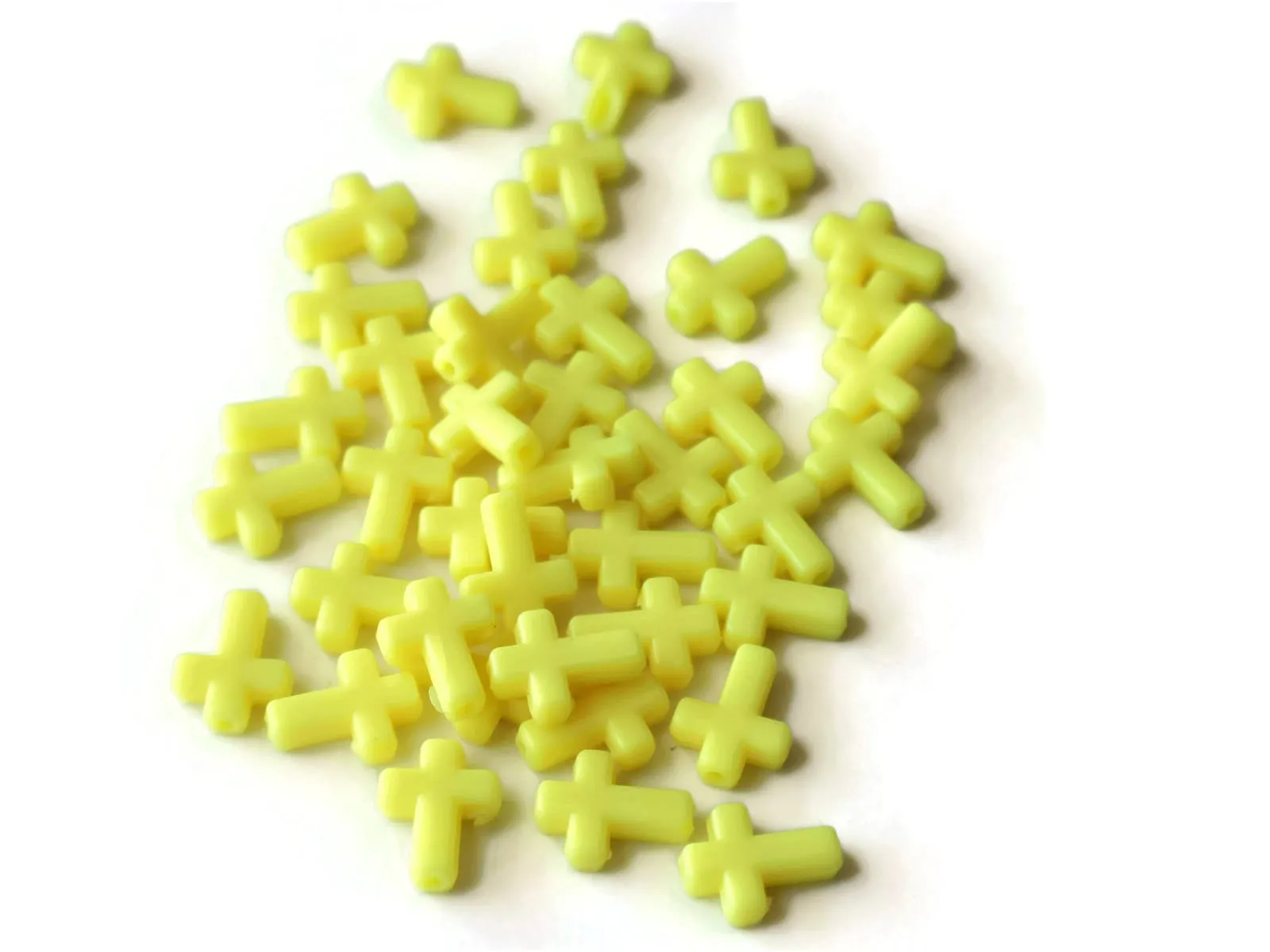 40 17mm Bright Yellow Cross Beads Plastic Crosses Christian Beads