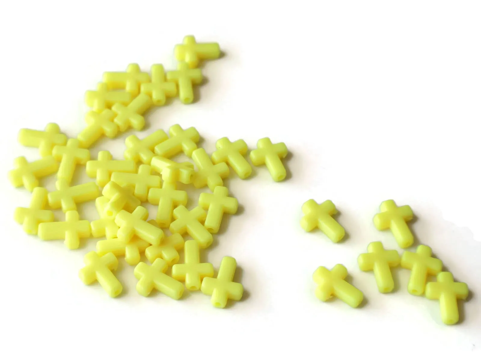 40 17mm Bright Yellow Cross Beads Plastic Crosses Christian Beads