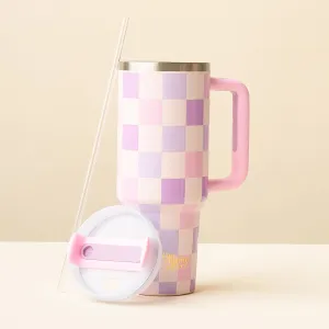 40 oz Take Me Everywhere Tumbler - Checker Purple