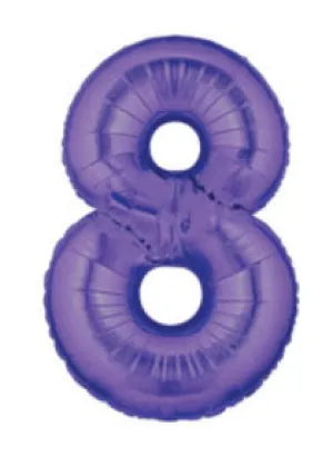 40" Number '8' Mylar Balloon - Purple