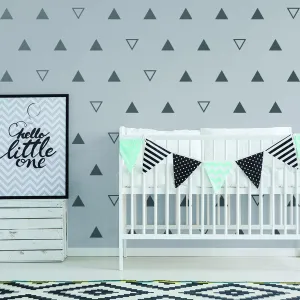 40x Triangle Wall Vinyl Decals - Nursery Kids Room Black Stickers For Decor