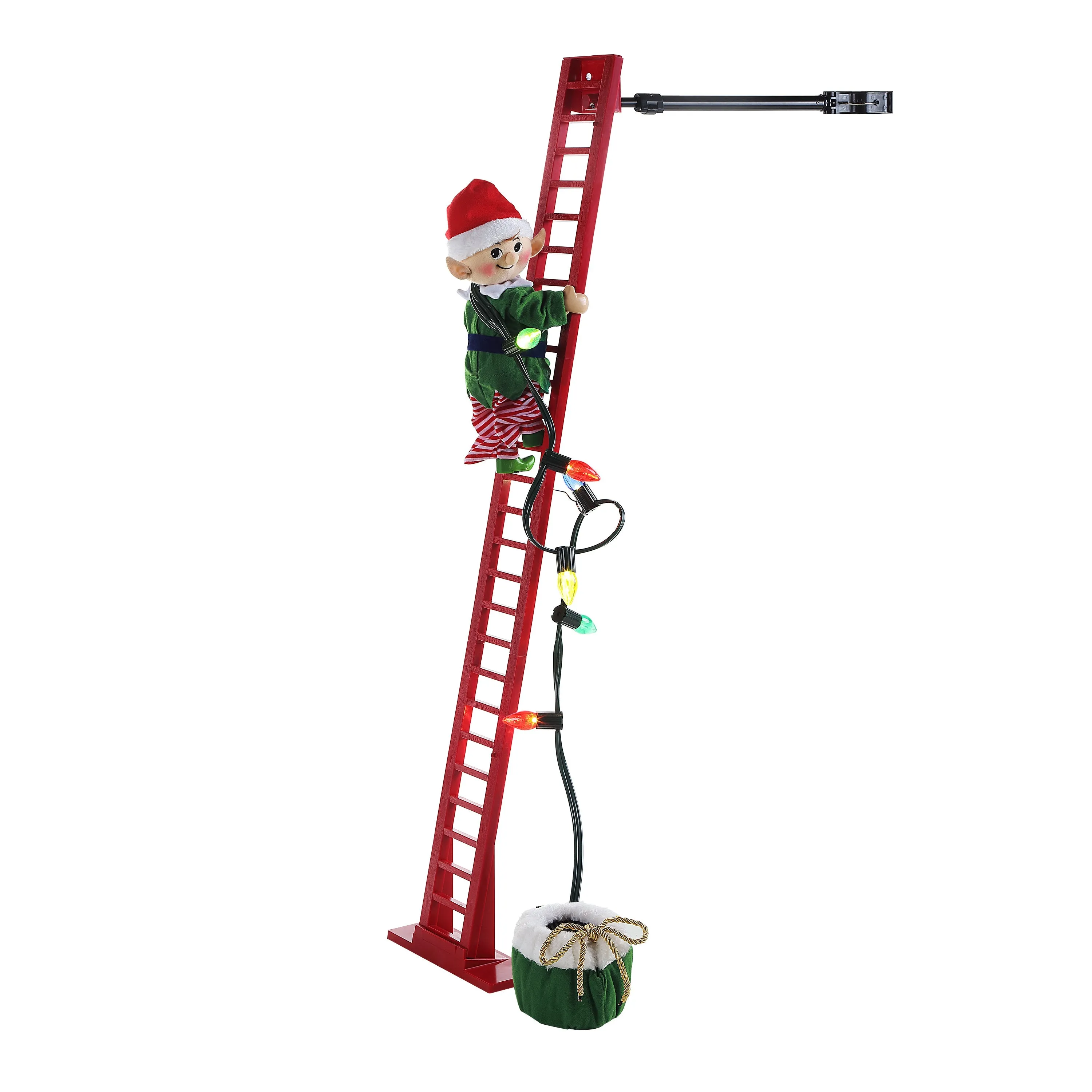 43 in. Animated Ladder Climbing White Elf