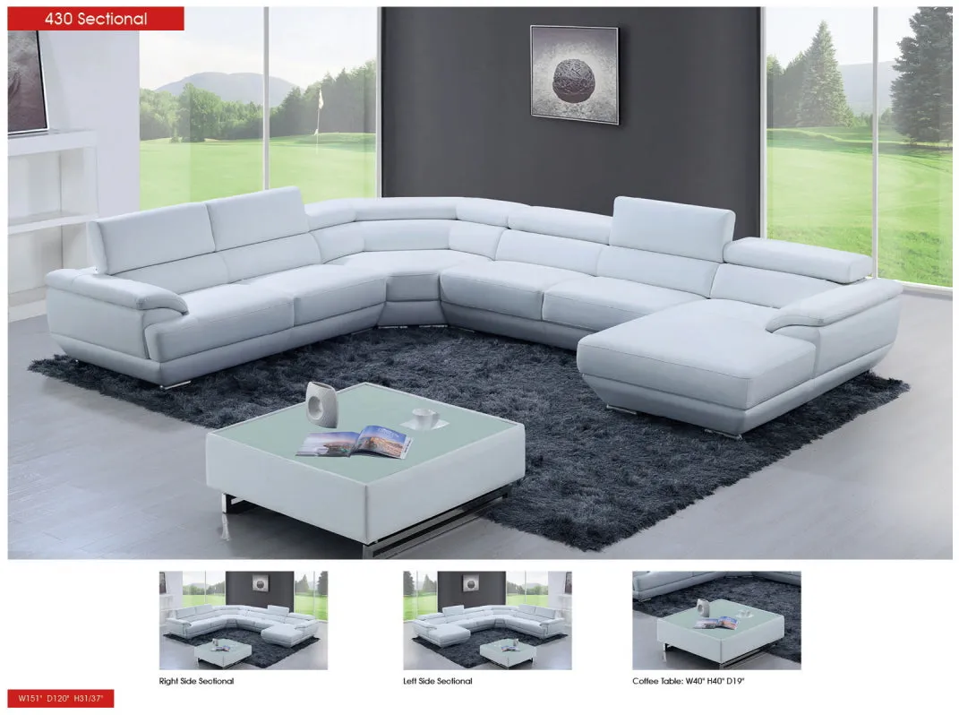 430 Sectional Pure White