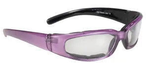 43027 Rally Wrap Padded Purple Pear frame with Clear Lens Sunglasses