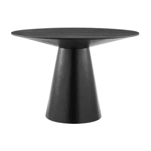 43.5" Matte Black Ash Veneer Round Meeting Table