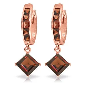 4.4 Carat 14K Solid Rose Gold Huggie Garnet Drop Earrings