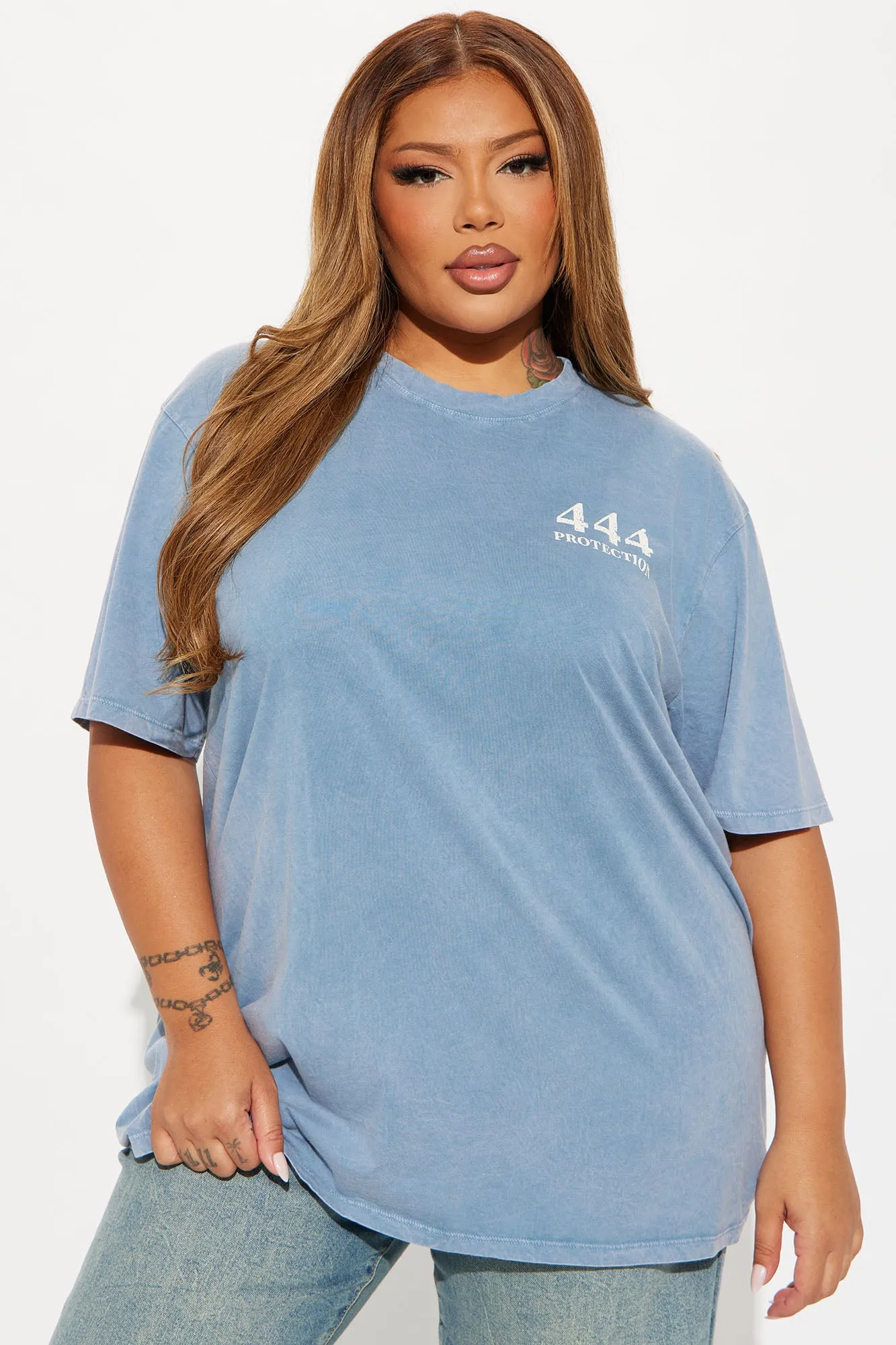 444 Angel Number Tunic Top - Blue