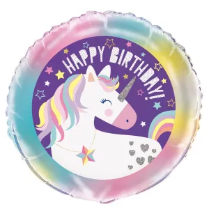 45cm Unicorn Happy Birthday Foil Balloon