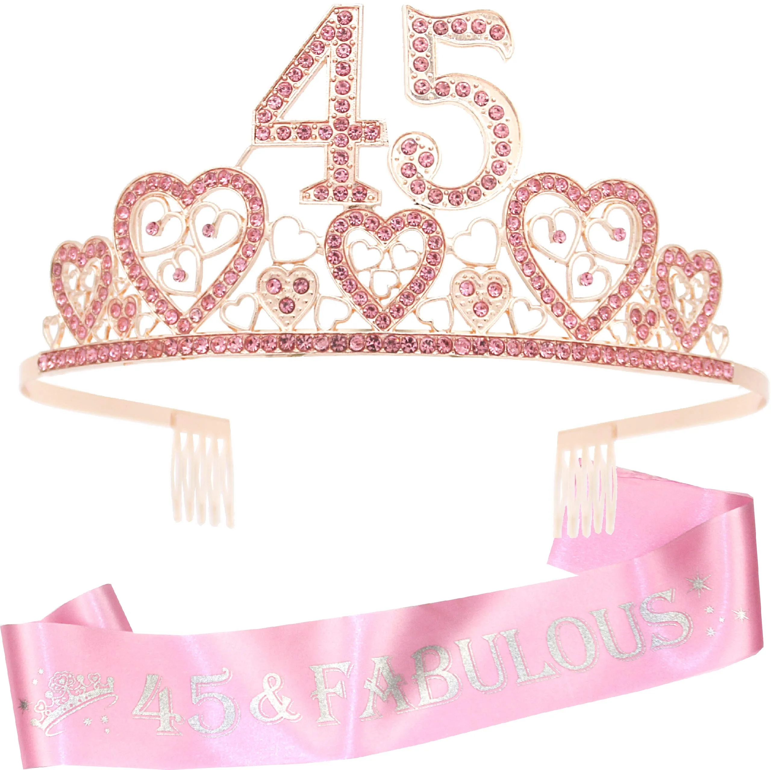 45th Birthday,45th Birthday Party Decorations,45 Birthday Sash,45 Tiara and Sash,45