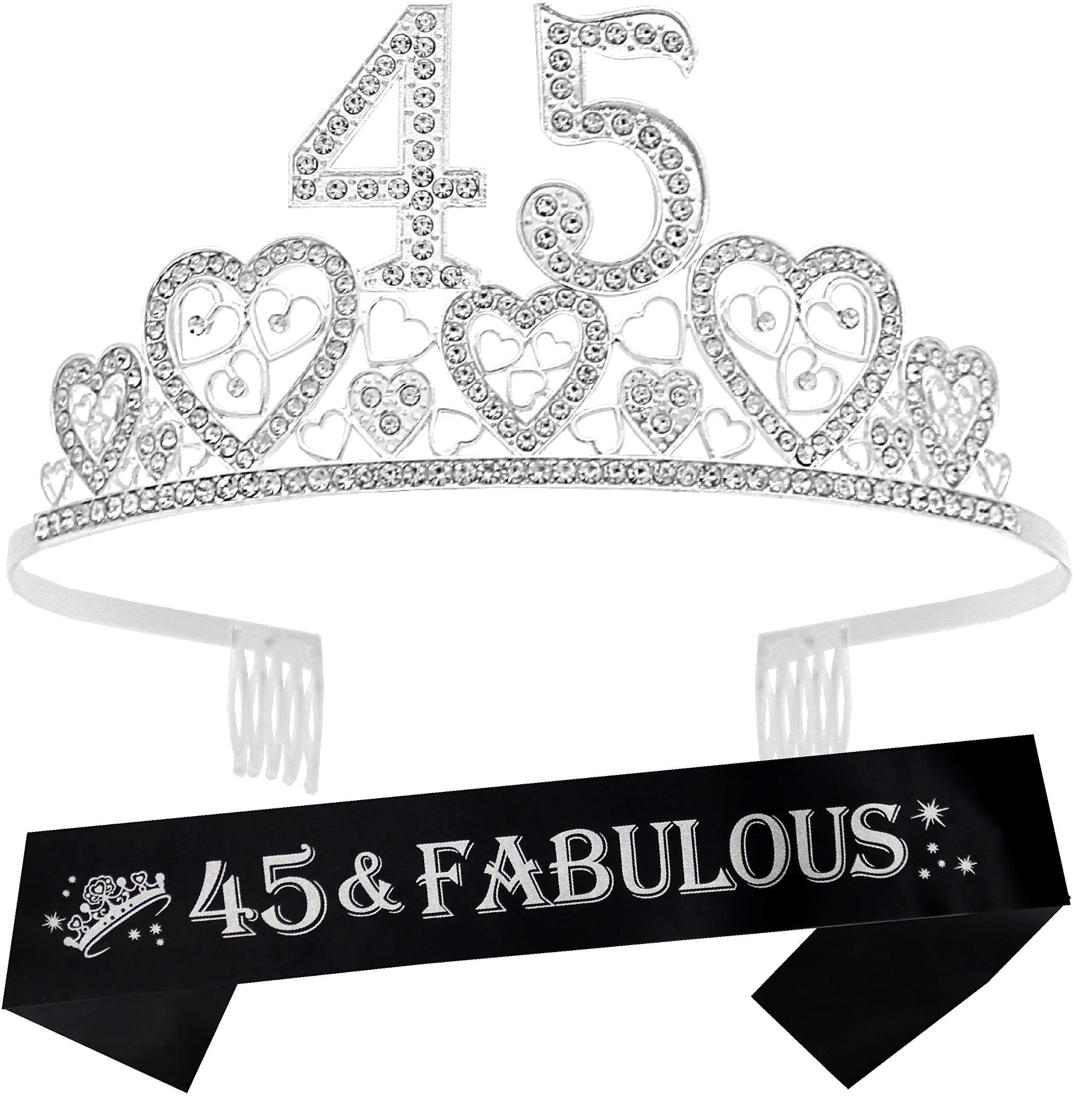 45th Birthday,45th Birthday Party Decorations,45 Birthday Sash,45 Tiara and Sash,45