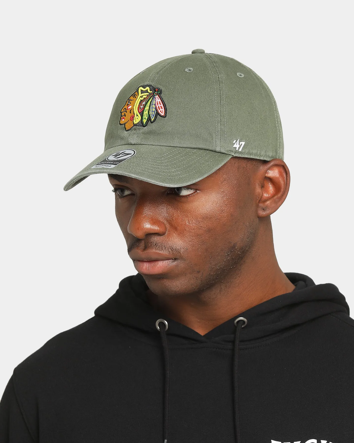 47 Brand Blackhawks Clean Up Strapback Moss