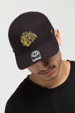 47 Brand Blackhawks CZ Metallic MVP DP Strapback Black/Gold