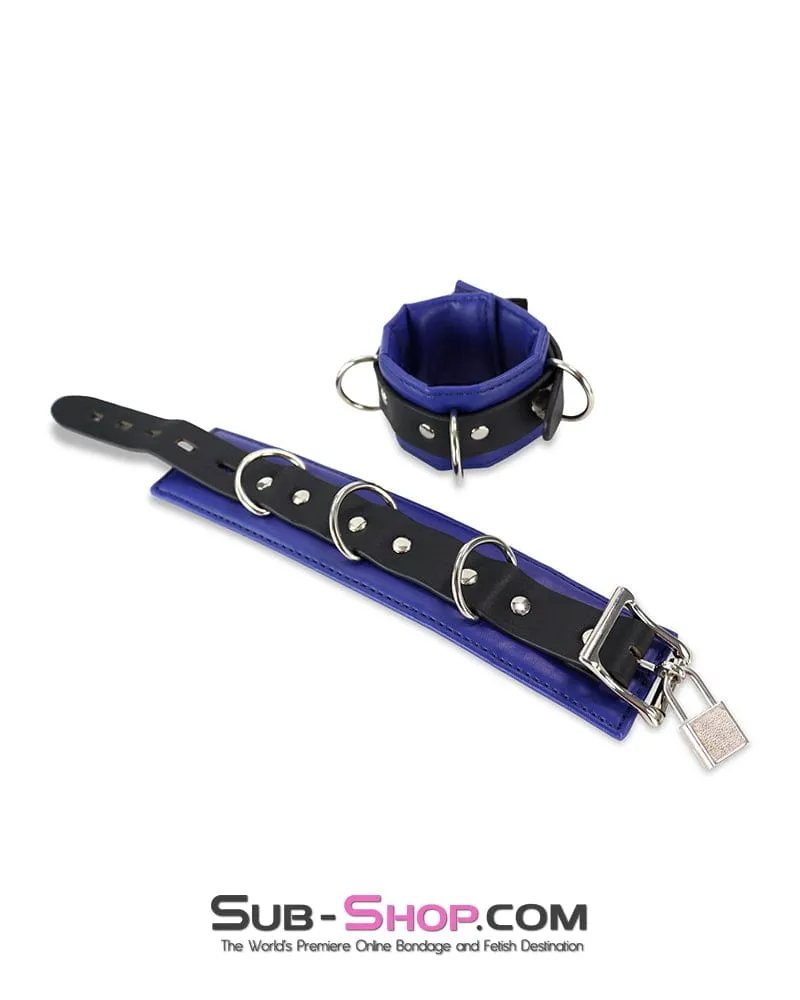 4744DL      Padded Black and Blue Wrist Bondage Cuffs