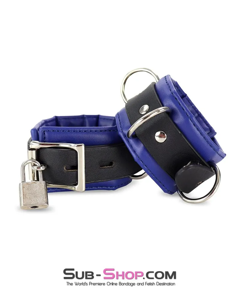 4744DL      Padded Black and Blue Wrist Bondage Cuffs