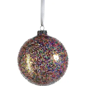 4.75" Multi-Bright Confetti Glass Ball Ornaments, Set of 4