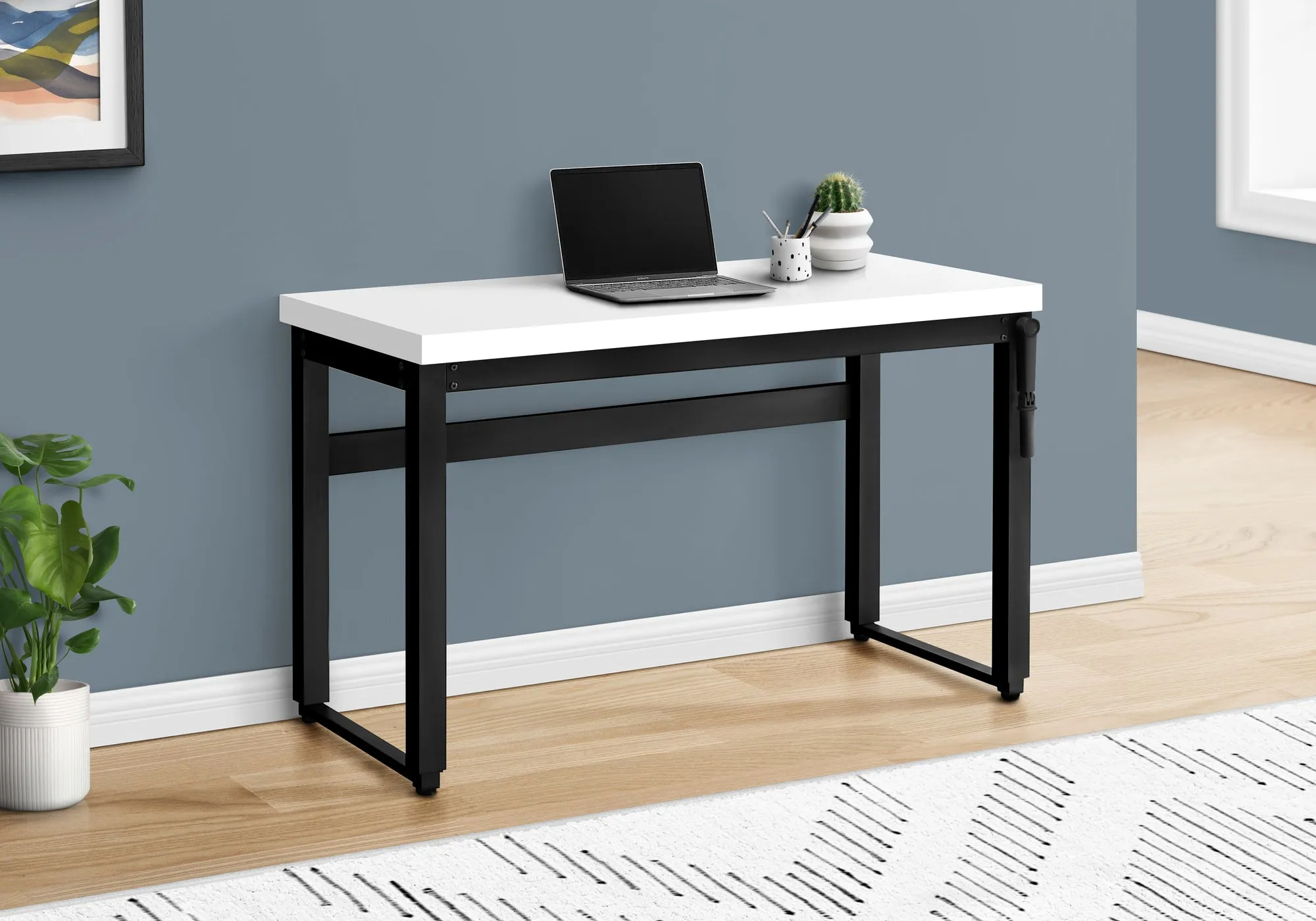 47" Adjustable Height White Home Office Desk