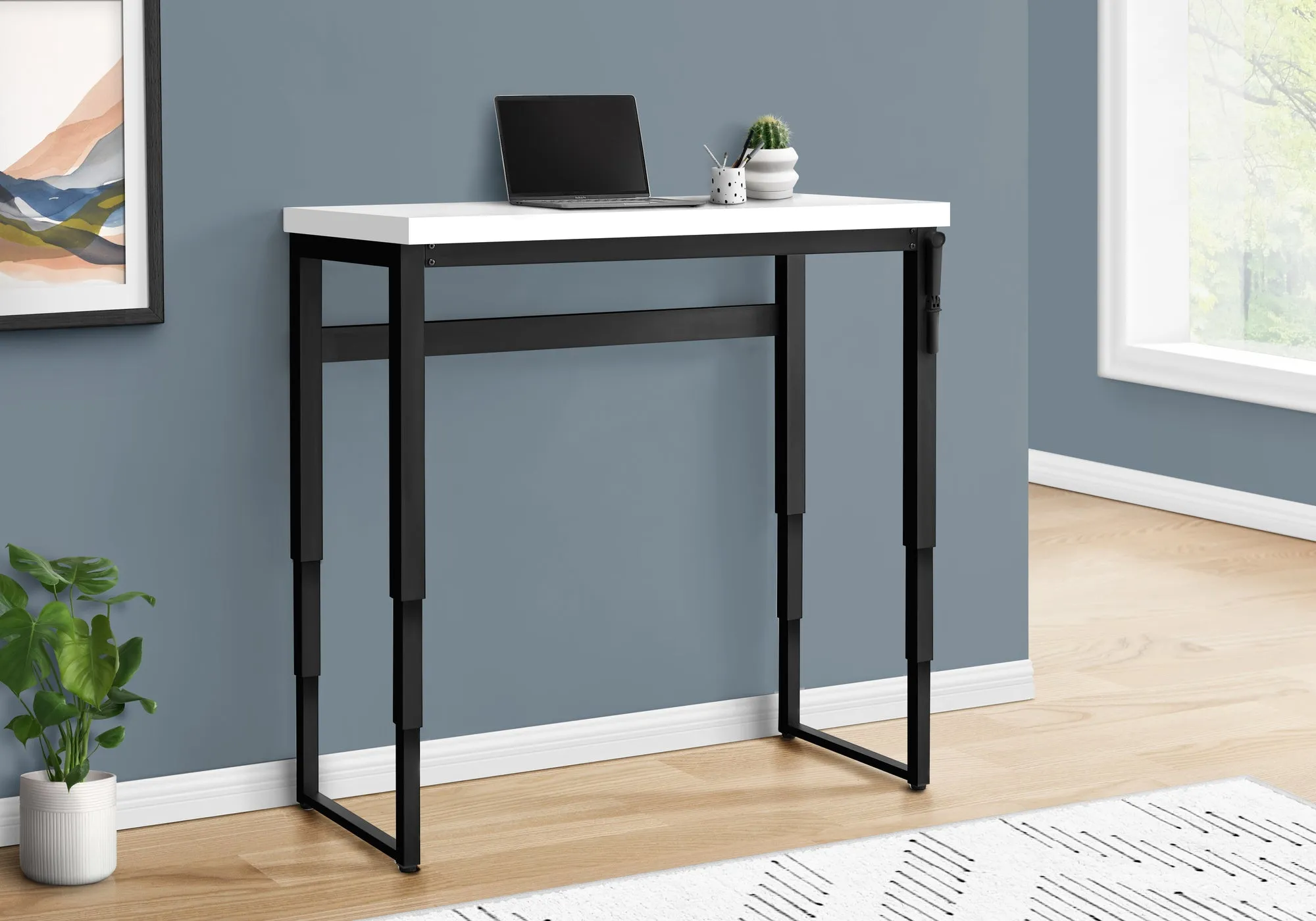 47" Adjustable Height White Home Office Desk