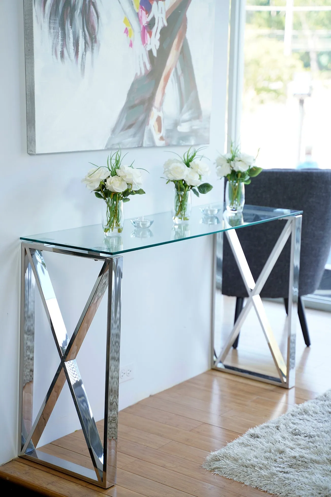 47" Chrome Console Table