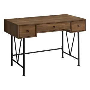 47" Walnut Industrial-Style Contemporary Computer Desk with Storage