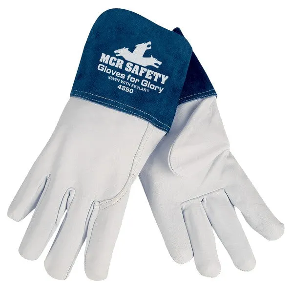 4850L MCR Safety Gloves for Glory Welding Gloves, Large, Leather, White, Unlined