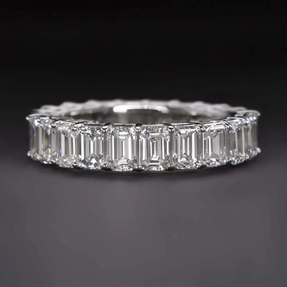 4.8ct EMERALD CUT LAB CREATED DIAMOND WEDDING BAND FULL ETERNITY RING BAGUETTE