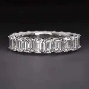 4.8ct EMERALD CUT LAB CREATED DIAMOND WEDDING BAND FULL ETERNITY RING BAGUETTE