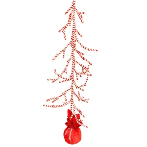 48" Chenille Fabric Peppermint Christmas Tree / Red/White | TA