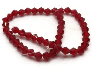 49 6mm Red Glass Faceted Bicone Beads