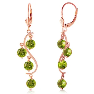 4.95 Carat 14K Solid Rose Gold Peridot Drop Earrings