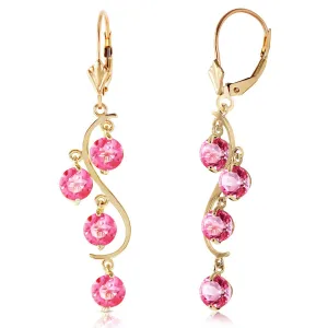 4.95 Carat 14K Solid Yellow Gold Chandelier Earrings Natural Pink Topaz