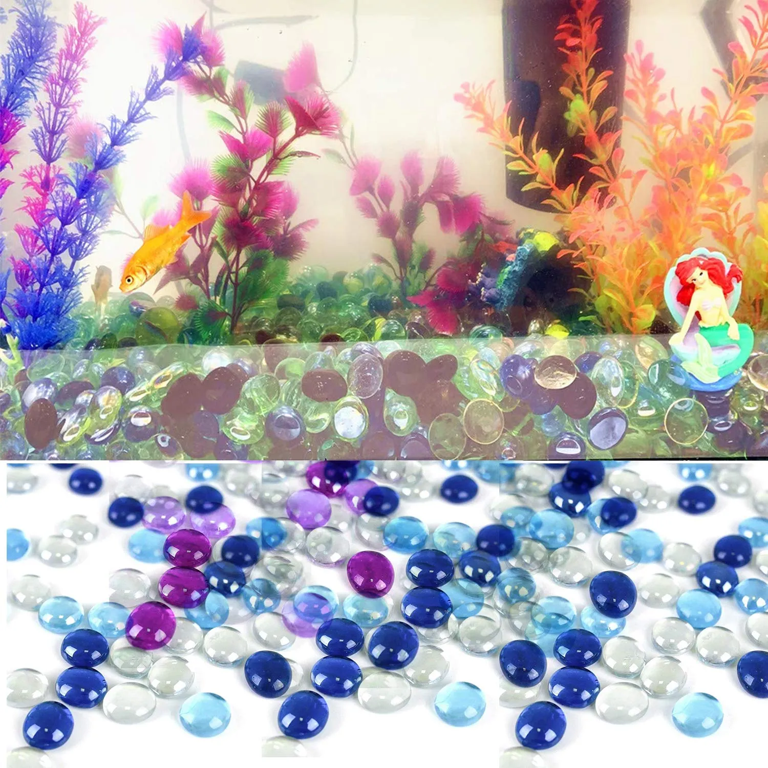 4980 Glass Gem Stone, Flat Round Marbles Pebbles for Vase Fillers, Attractive pebbles for Aquarium Fish Tank.