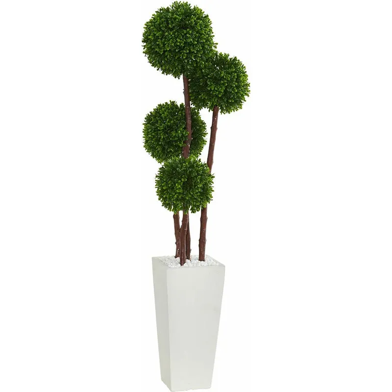 4ft. Boxwood Topiary Artificial Tree in Planter UV Resistant (Indoor/Outdoor)