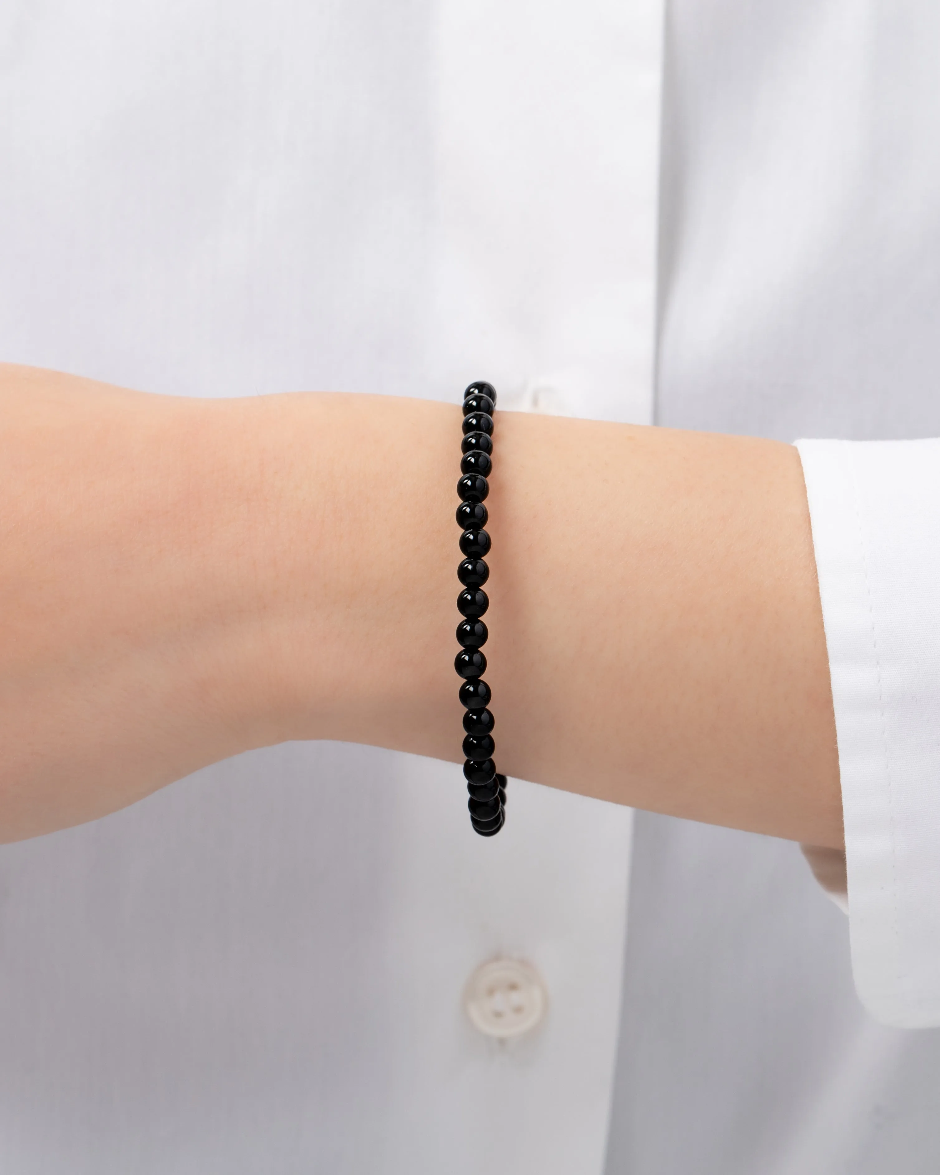 4mm Black Onyx Bead Bracelet