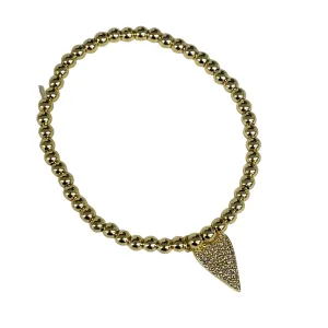 4mm Gold Stretch Bracelet With Cz Pave Charm