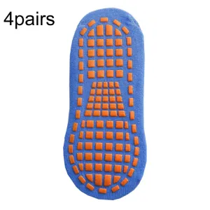 4pairs Trampoline Socks Dotted Rubber Non-slip Floor Socks Yoga Socks, Size:  1-5 Years Old(In Blue)