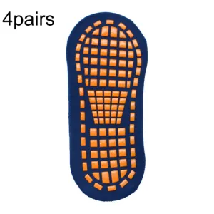 4pairs Trampoline Socks Dotted Rubber Non-slip Floor Socks Yoga Socks, Size: Adult 35-43 Yards(Navy Blue)