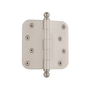 4" Ball Tip Residential Hinge with 5/8" Radius Corners in Satin Nickel