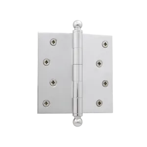 4" Ball Tip Residential Hinge with Square Corners in Bright Chrome