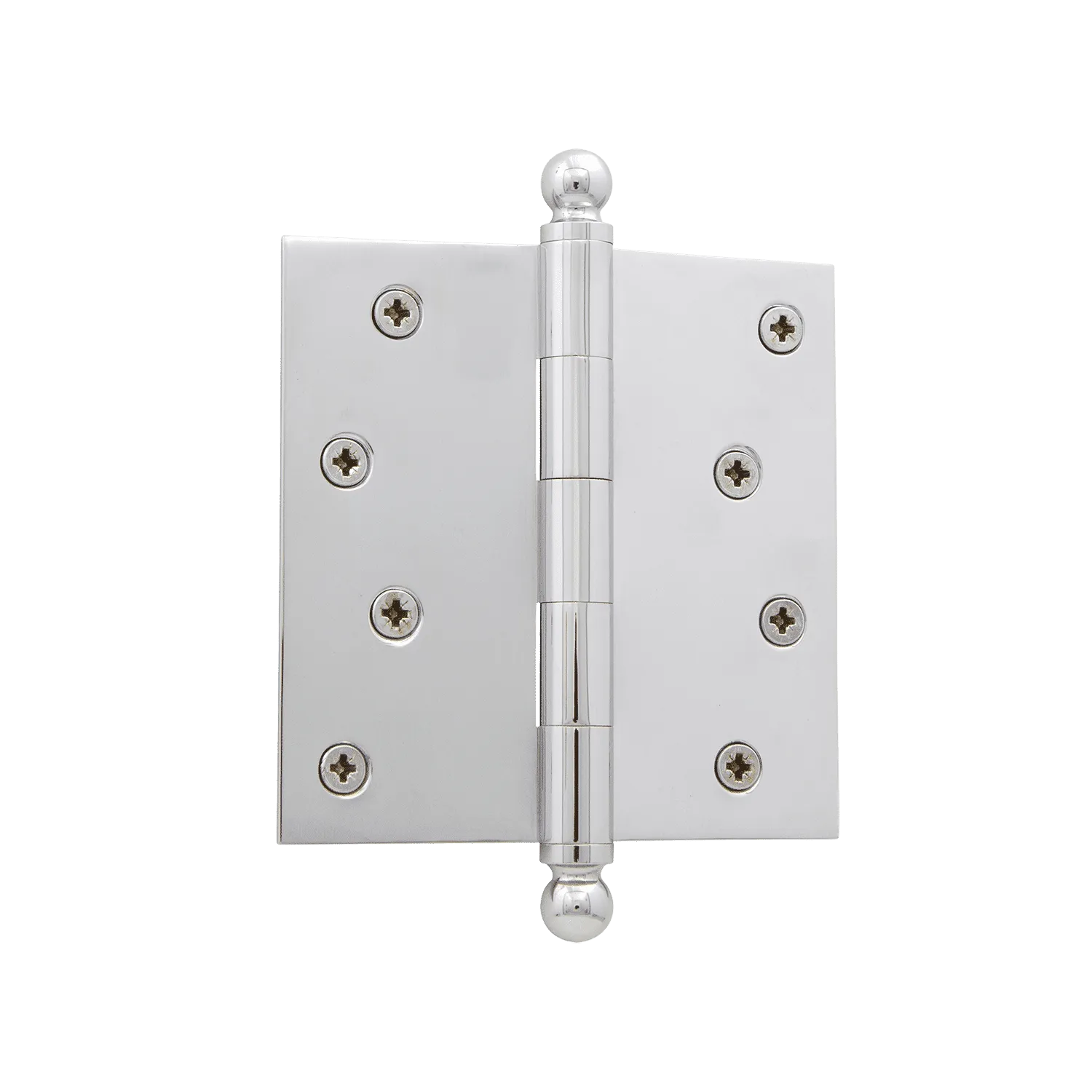 4" Ball Tip Residential Hinge with Square Corners in Bright Chrome