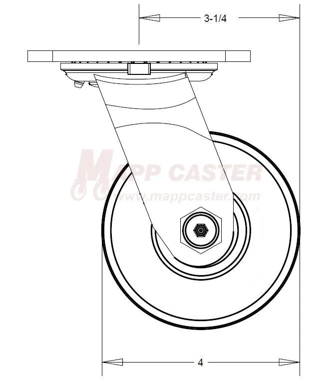 4" x 2" Polyurethane on Iron Wheel Swivel Caster - 800 Lbs Capacity