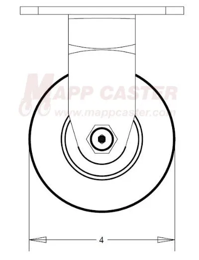 4" x 2" Polyurethane Wheel Rigid Caster - 600 Lbs Capacity