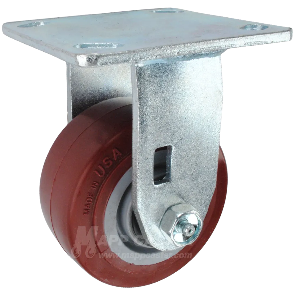 4" x 2" Polyurethane Wheel Rigid Caster - 600 Lbs Capacity