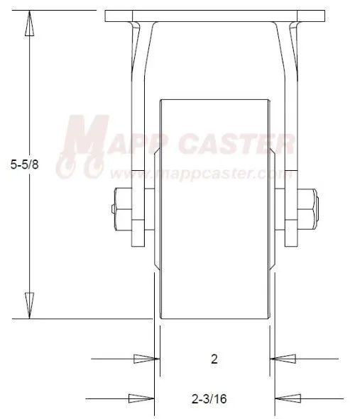 4" x 2" Polyurethane Wheel Rigid Caster - 600 Lbs Capacity