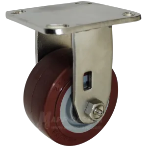 4" x 2" Polyurethane Wheel Stainless Steel Rigid Caster - 600 Lbs Capacity