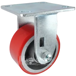 4" x 2" Red Polyurethane on Iron Wheel Rigid Caster - 800 Lbs Capacity